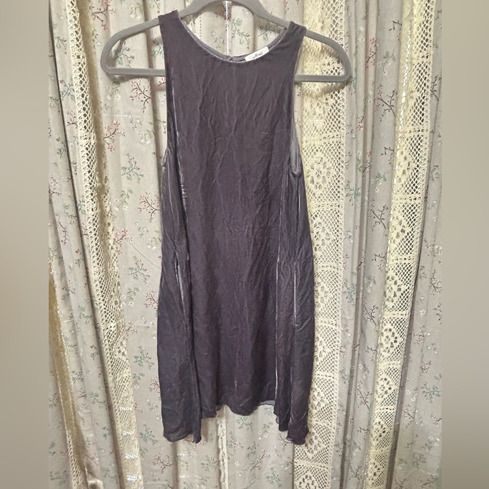 Wilfred Aritzia Purple Crushed Velvet Silk Blend Dress XXS Pockets
